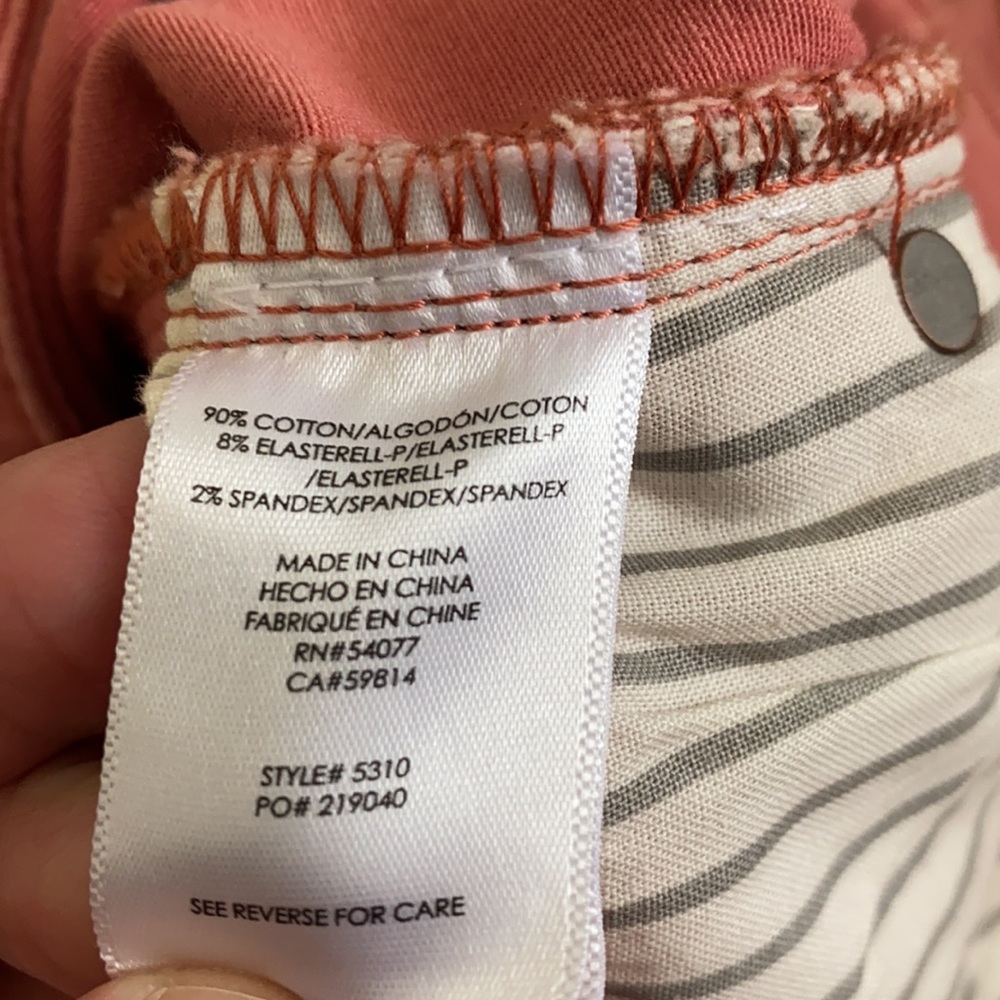 CAbi Women's Skinny Jeans in Coral / Pink Dust - Picture 7 of 11